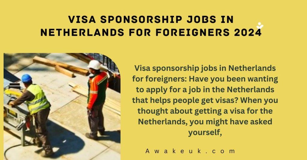 Visa Sponsorship jobs in Netherlands for Foreigners 2024