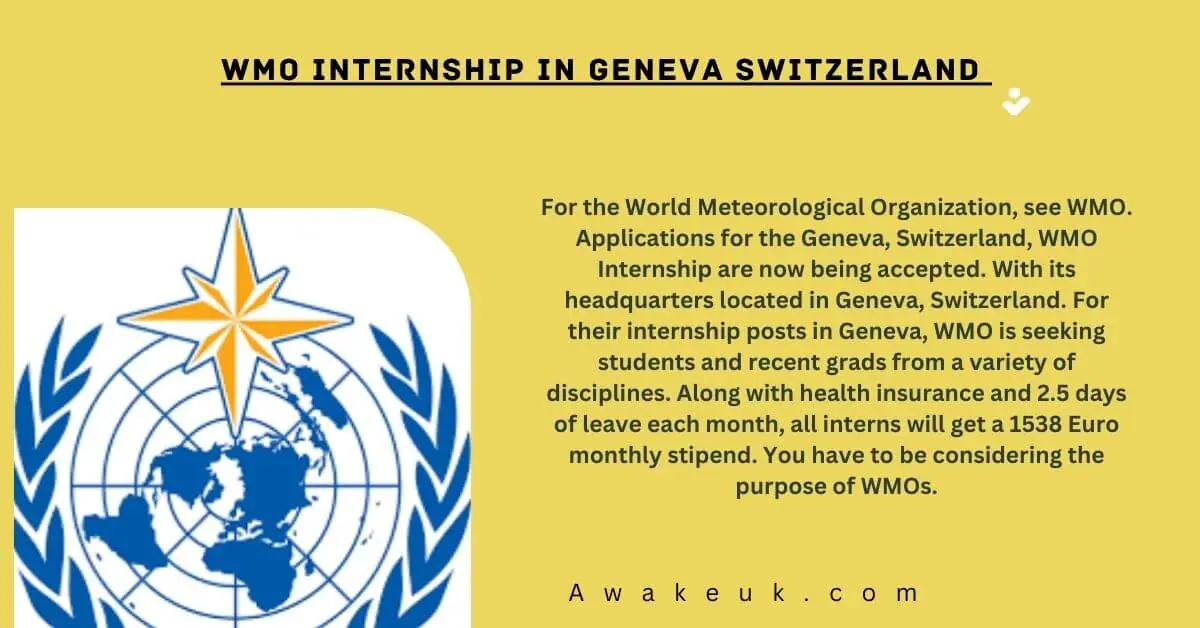 WMO Internship in Geneva Switzerland 2024